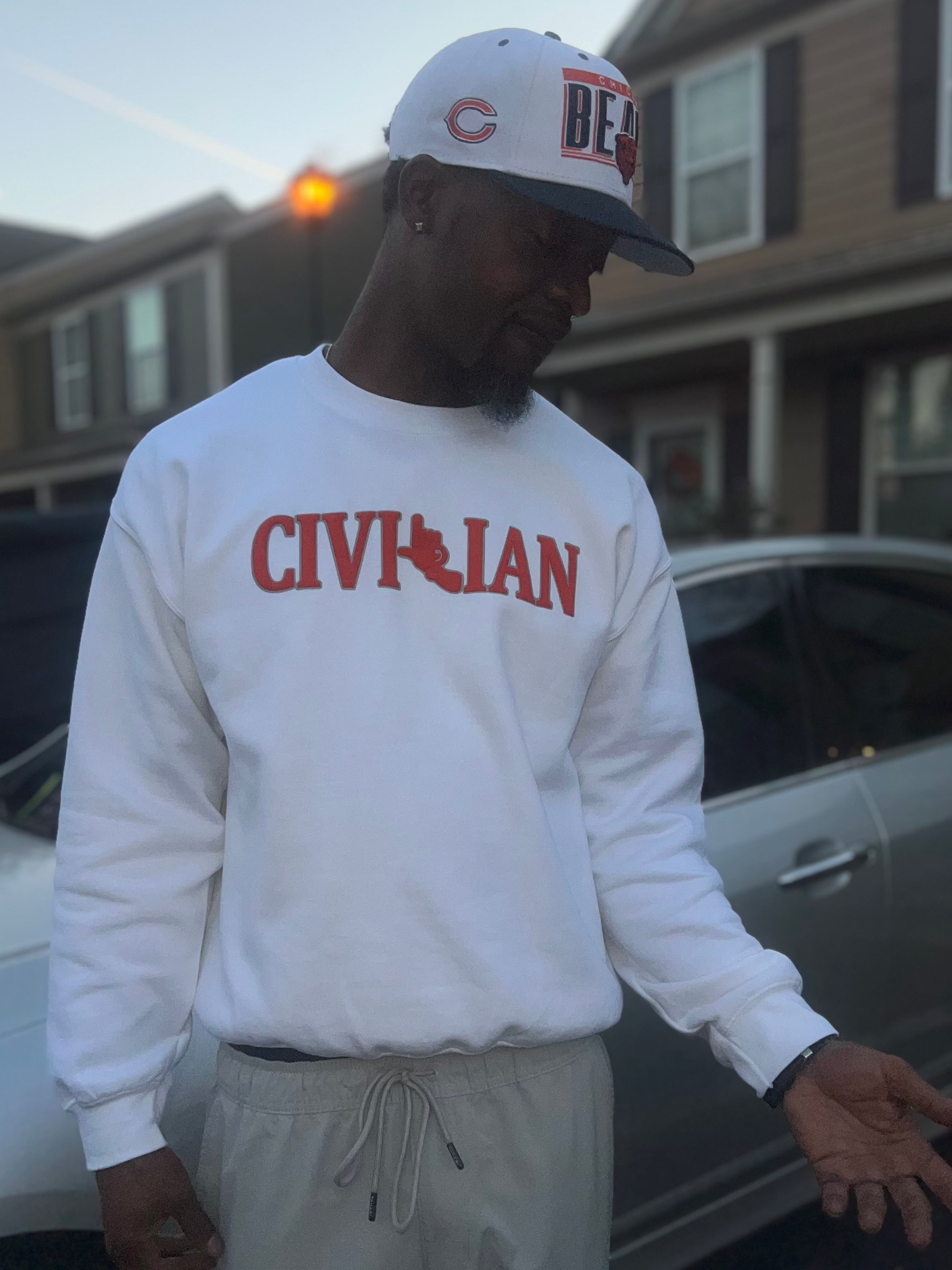 White/grey/orange Civilian Sweatshirt
