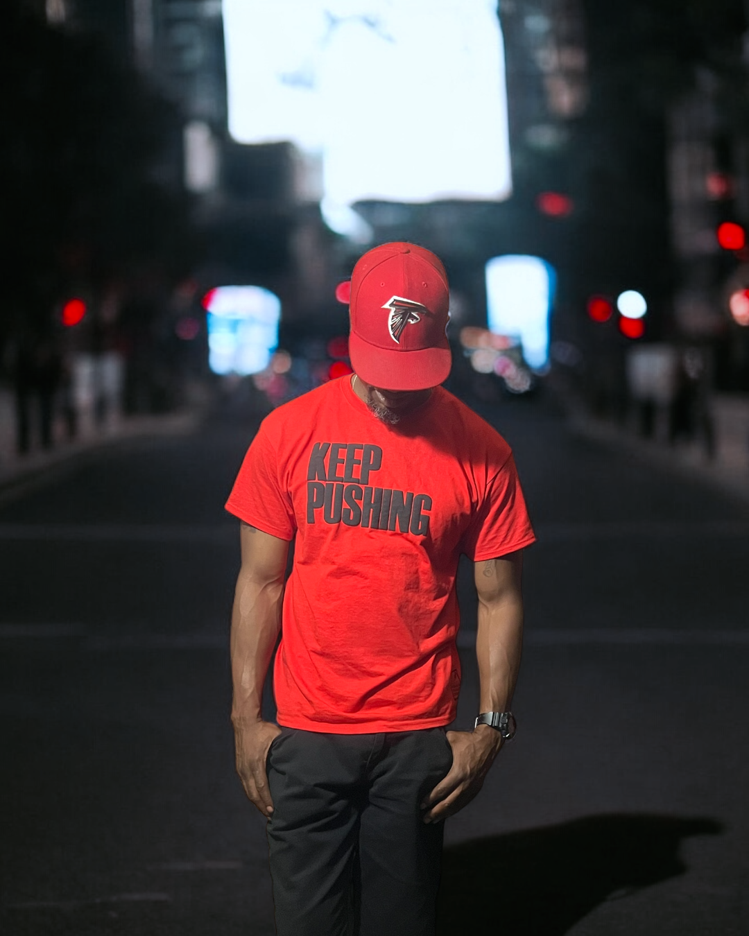 "Keep Pushing" blk letter T-Shirt